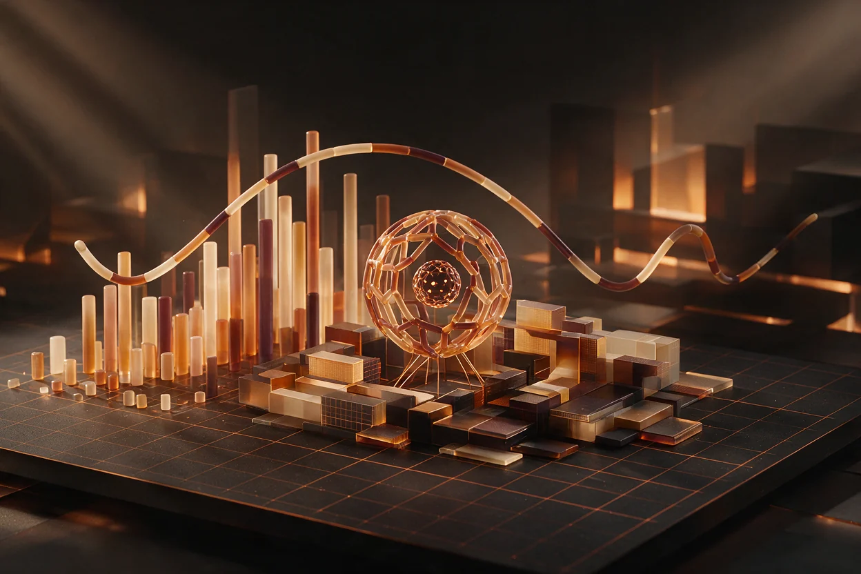 Charts, plots, and layout structures composed as one polished visual system.