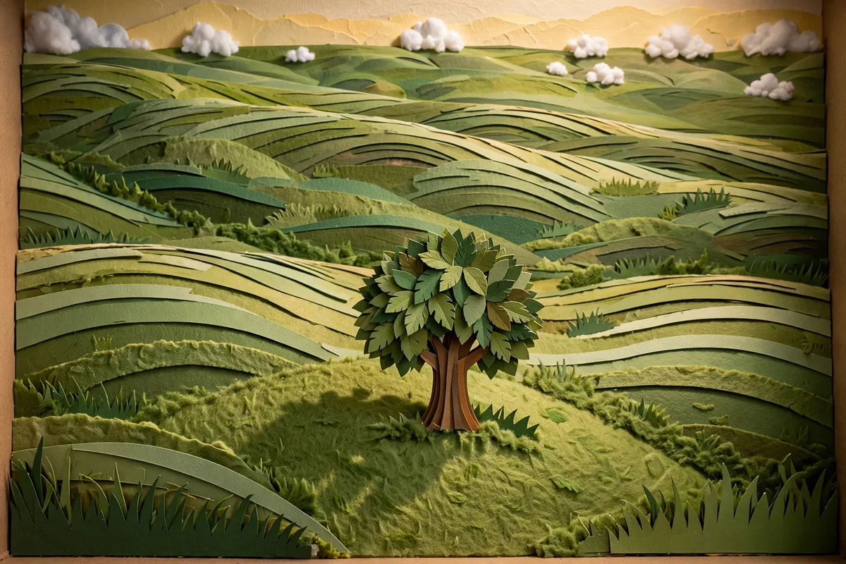 Official Meta Muse Image launch example of a handmade paper landscape