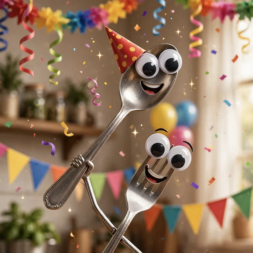 Official Meta Muse Image launch example of playful celebration cutlery