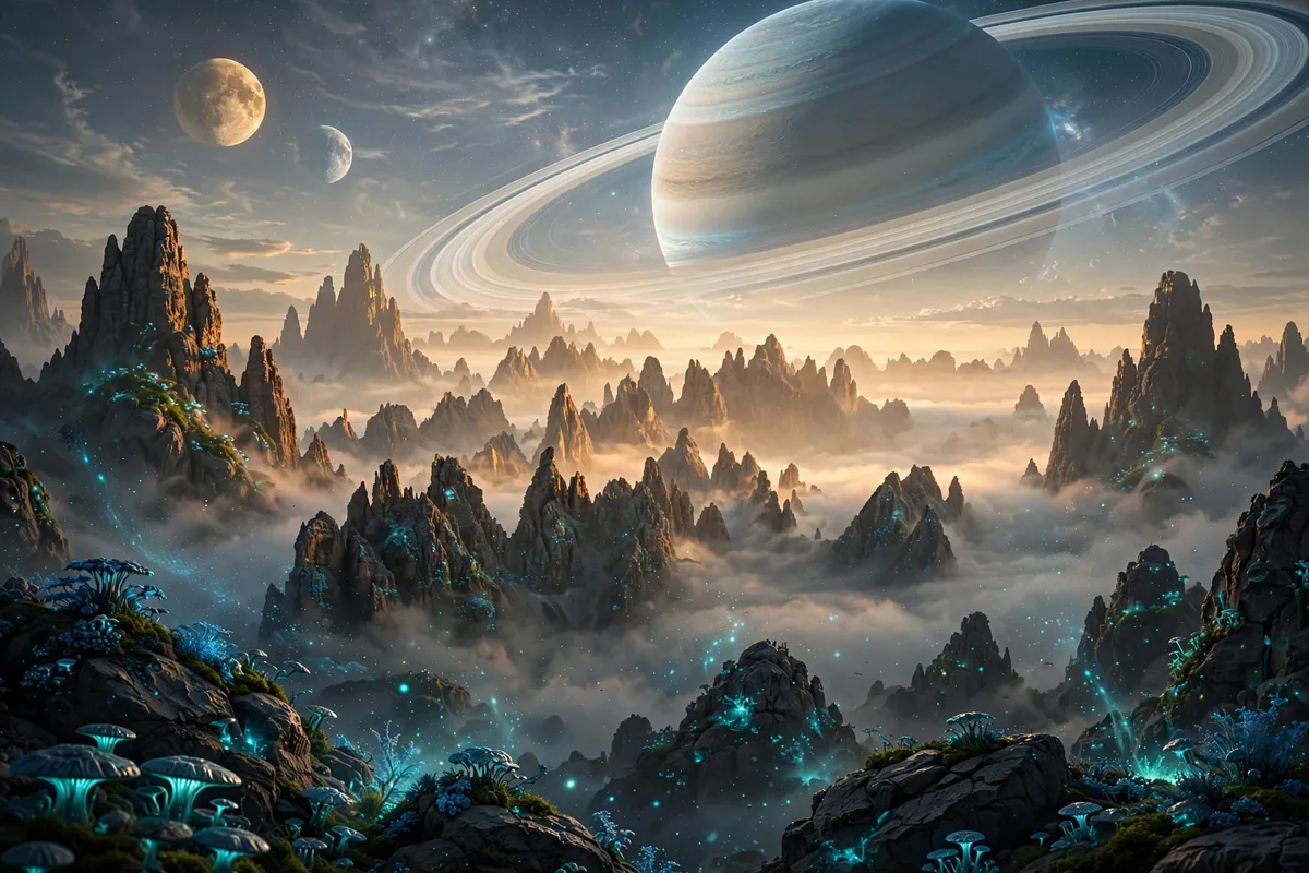 Official Meta Muse Image launch example of a science-fiction twin-moon landscape